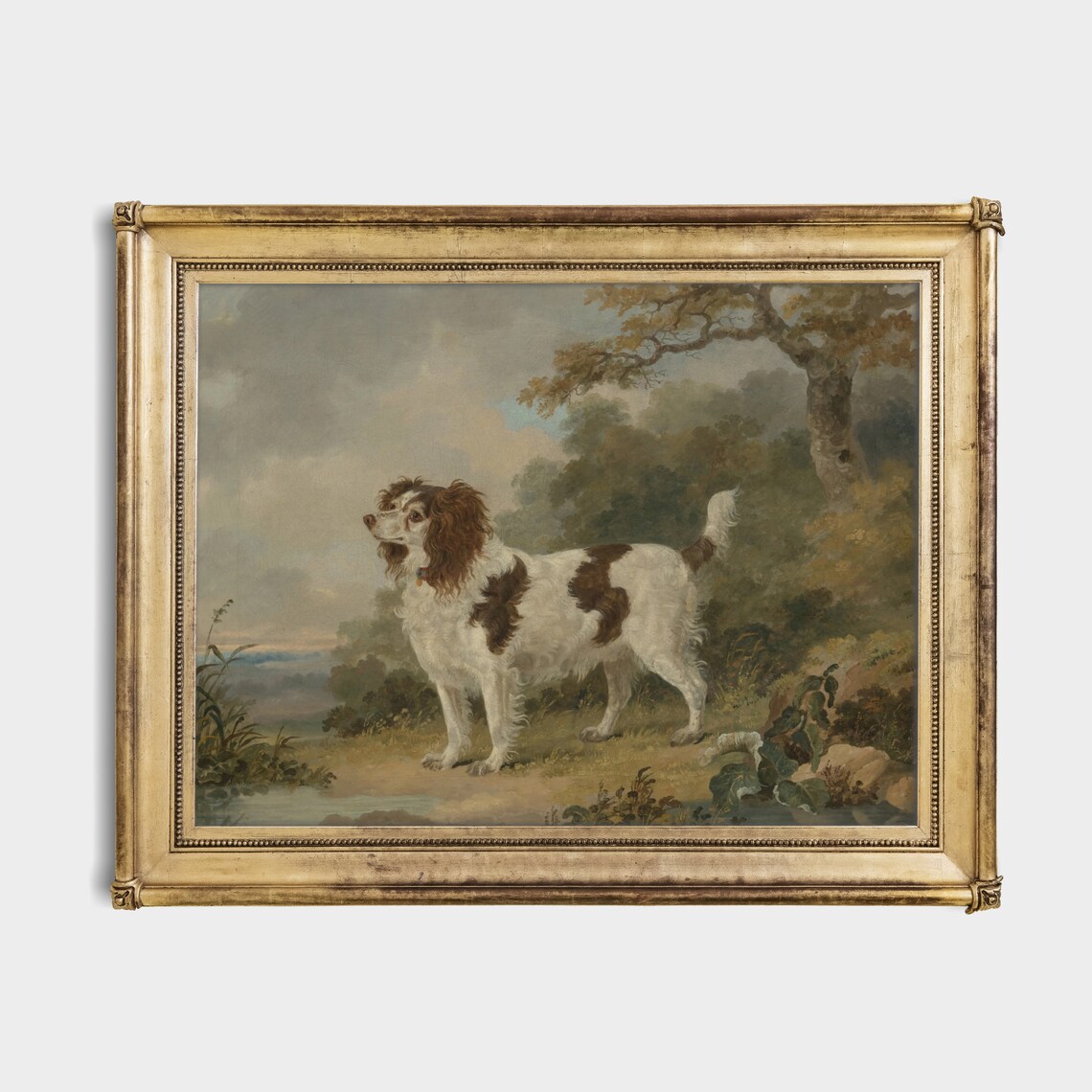 Vintage Dog Painting, Spaniel in a Landscape Art Print - Image 2