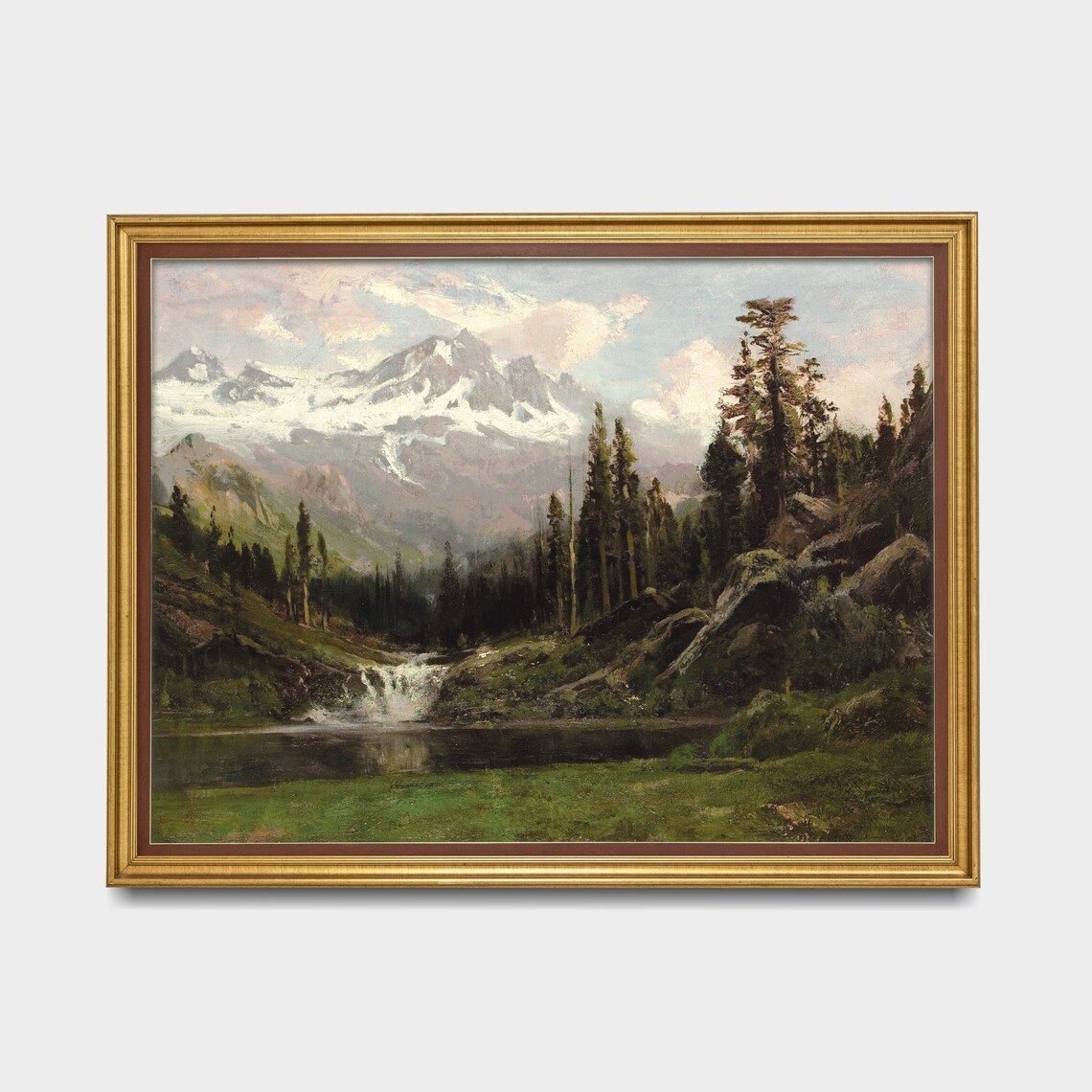 Vintage Mountain Painting, Rustic Landscape Art Print - Image 3