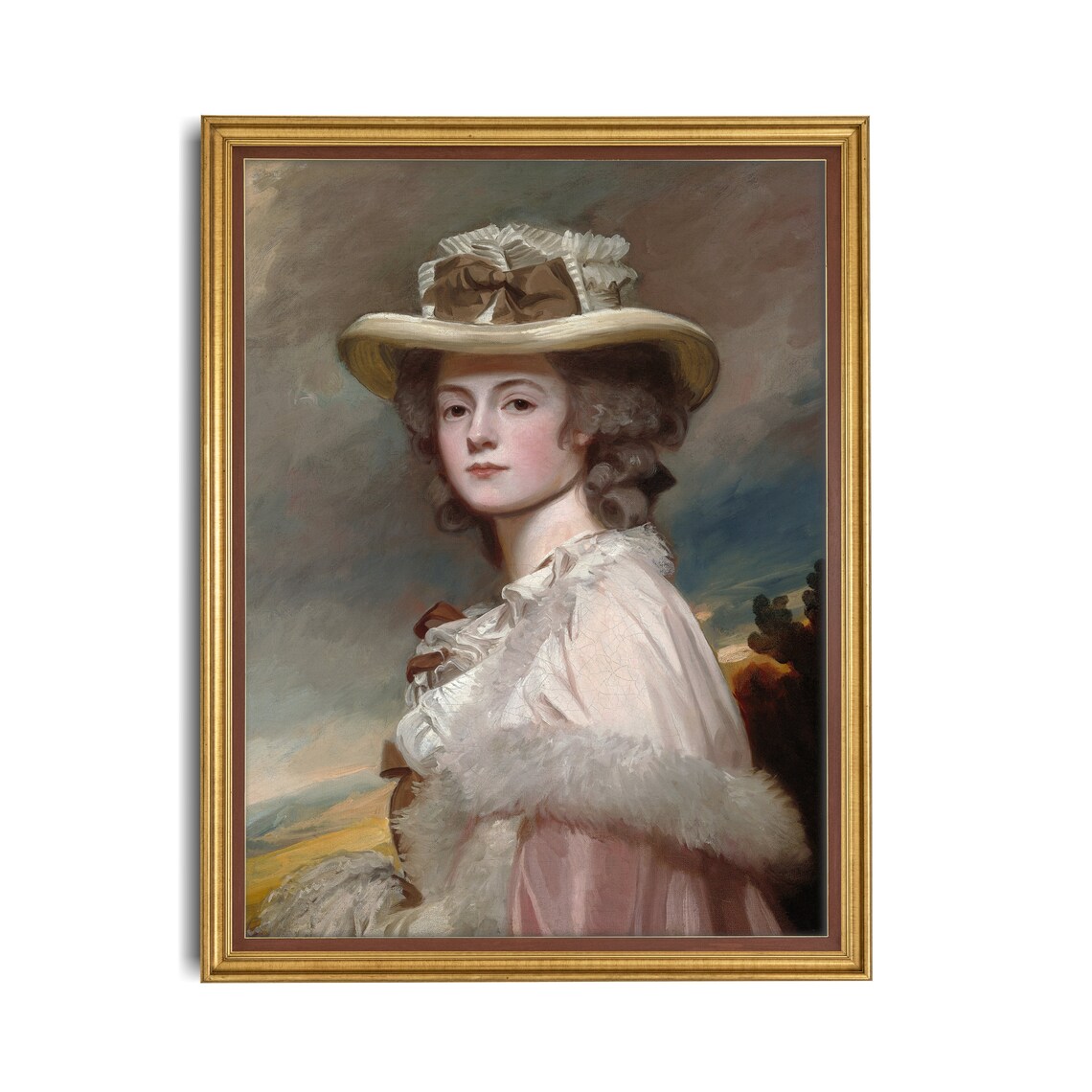 Lady in Wide-Brimmed Hat 18th Century Vintage Portrait Poster - Image 2