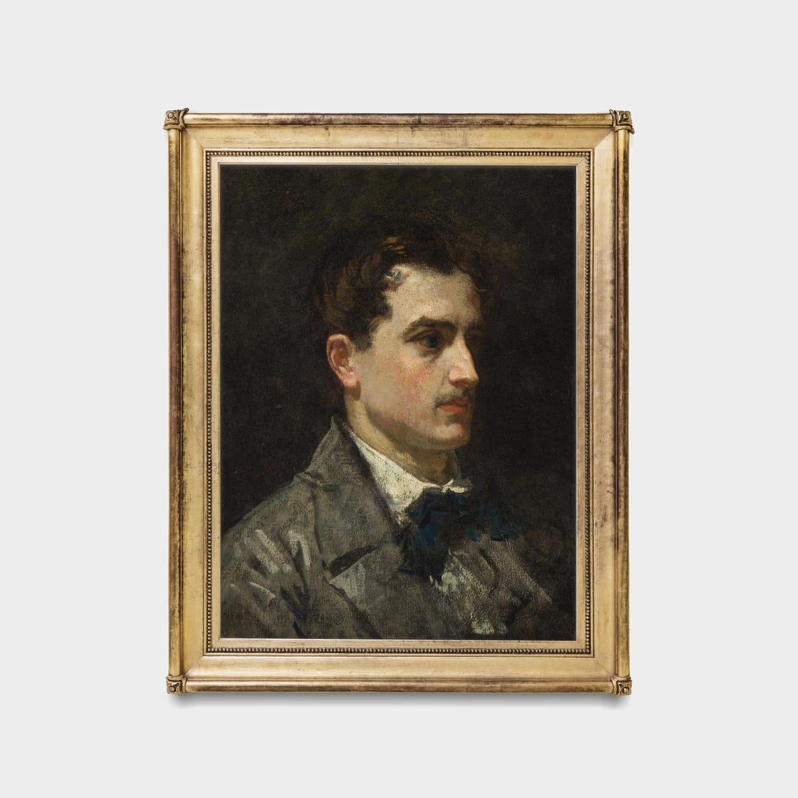 Gentleman with a Mustache in a Dark Coat Antique Portrait Poster - Image 5