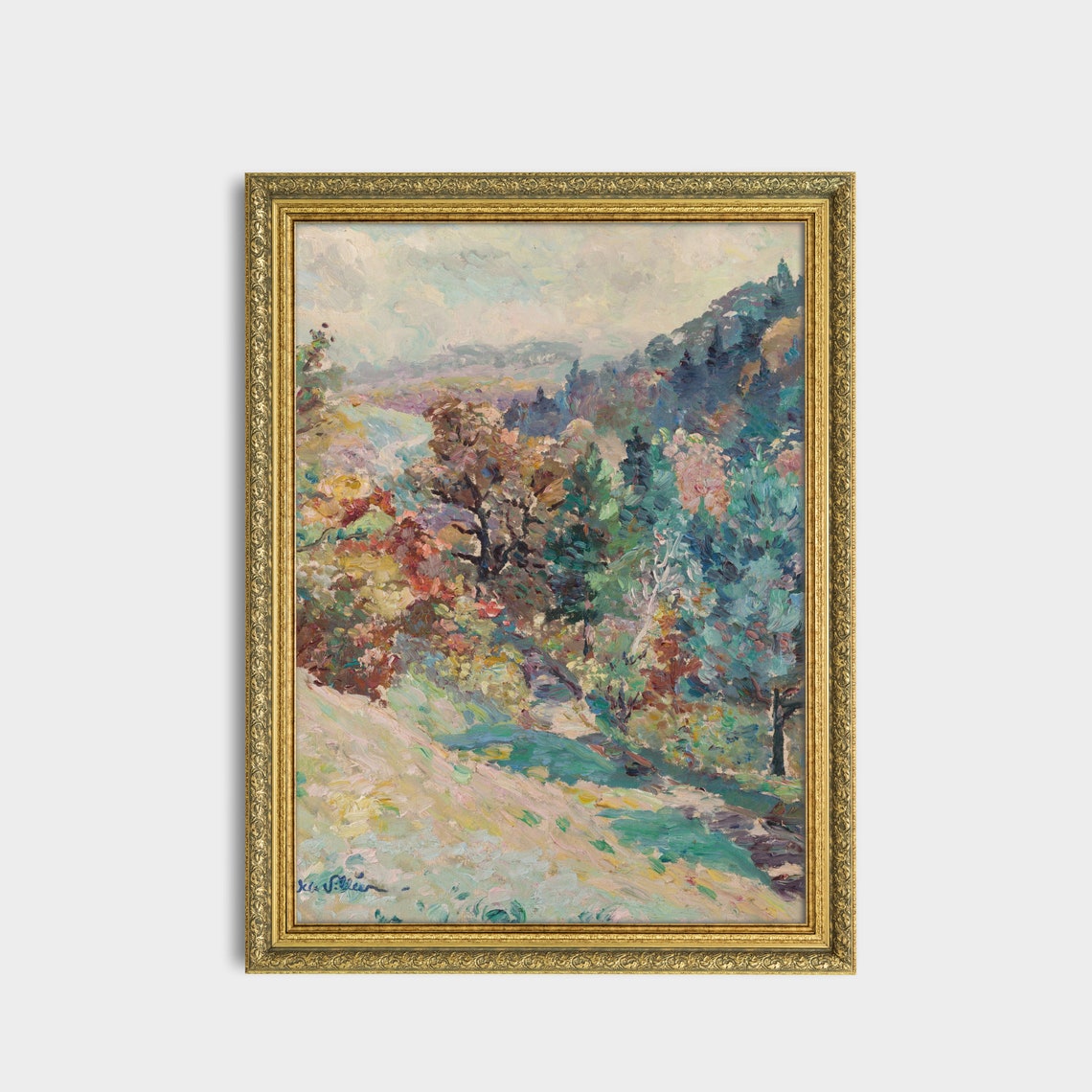 Autumn Woodland Valley In Vivid Color Impressionist Landscape Poster - Image 3