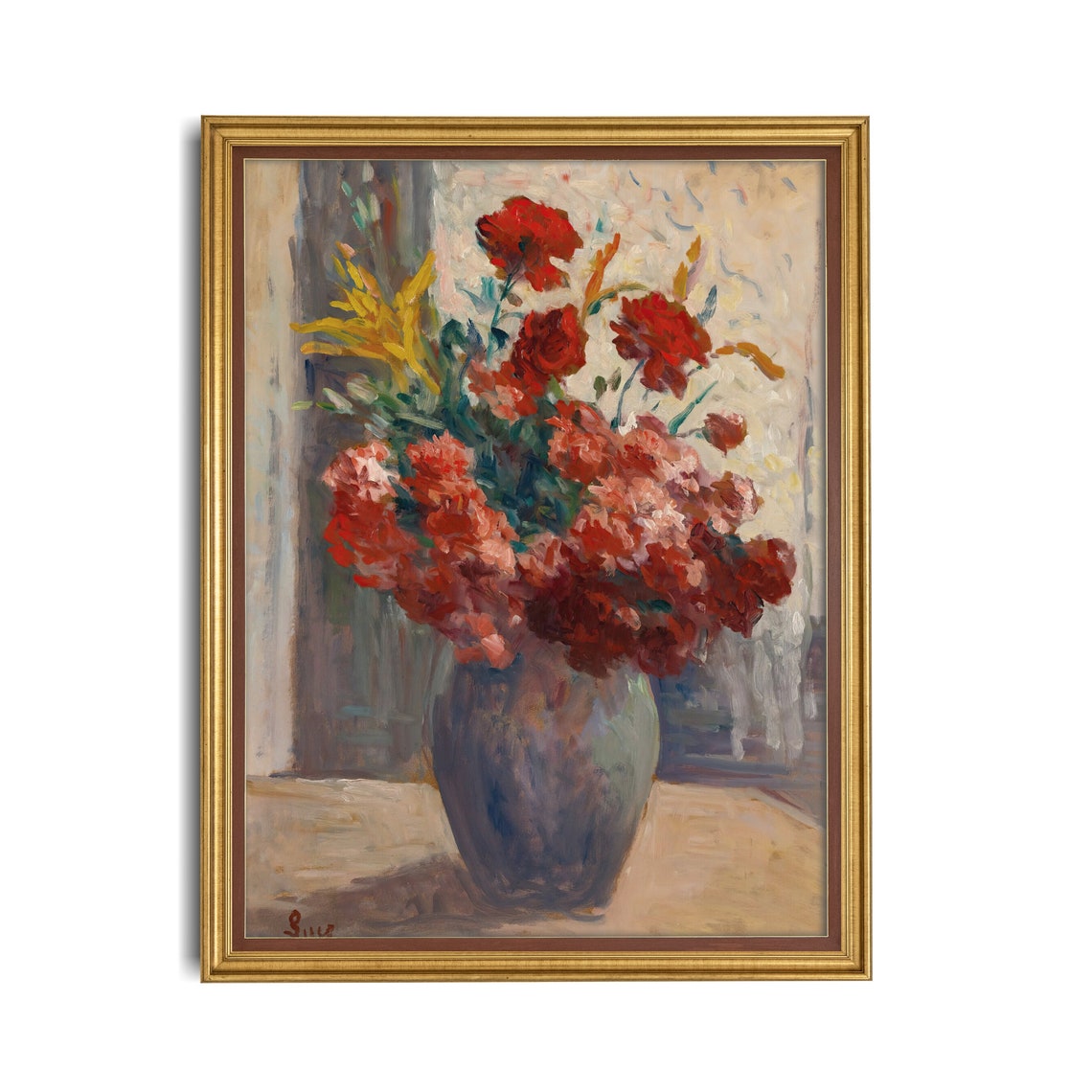 Vintage Still Life With Flowers Antique Floral Painting Bouquet Of Flowers In A Vase Instant Wall Art Fine Art - Image 4