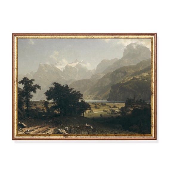 Printed And Shipped Vintage Landscape Painting Antique Country Landscape Moody Rustic Fine Print Farmhouse Decor Physical Prints