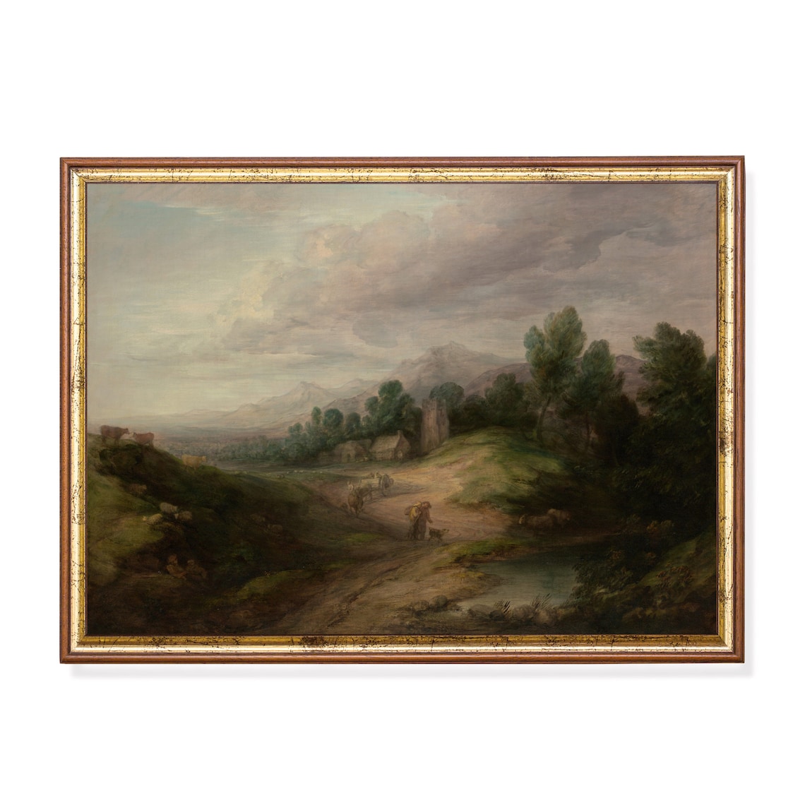 Vintage Wooded Landscape, Rustic Country Art Print