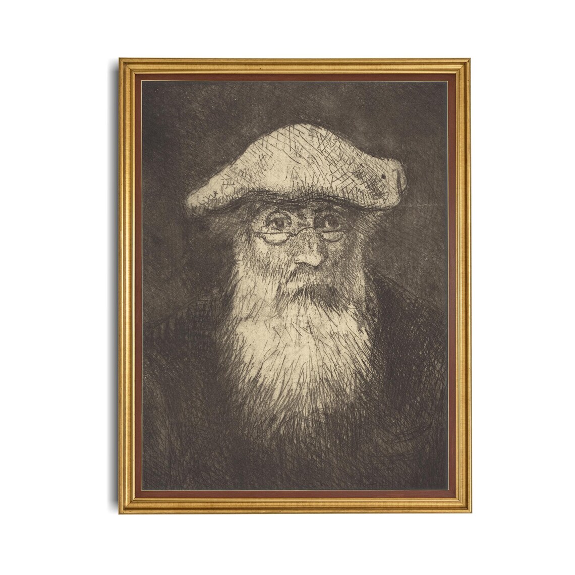 Vintage Male Portrait Sketch, Antique Self Portrait Print - Image 4