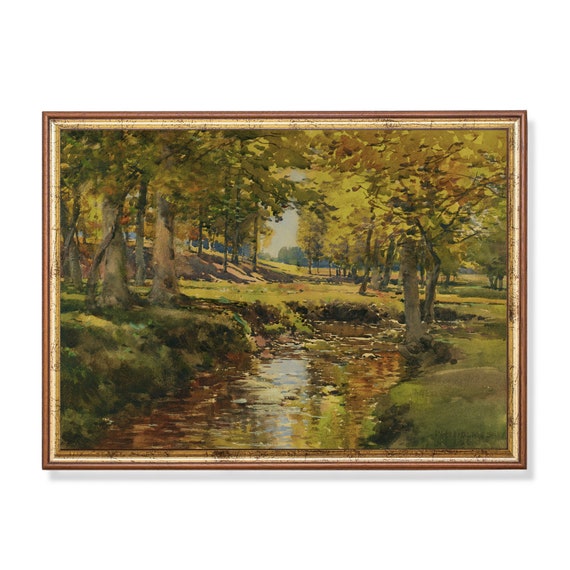 Printed And Shipped Vintage Autumn Painting Antique Fall Landscape Rustic Moody Print Country Scenery Fine Art Physical Prints