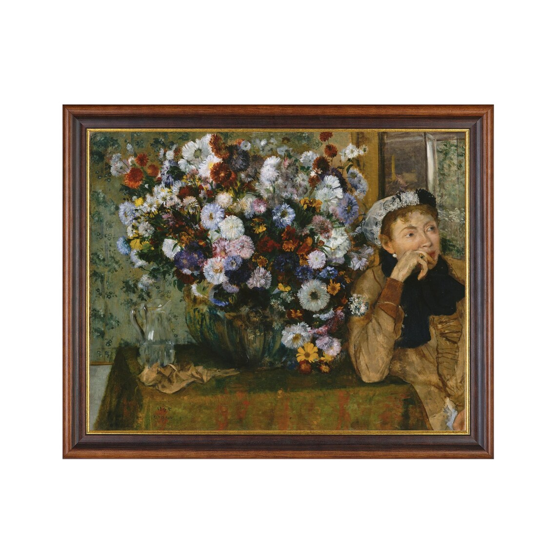 A Woman Seated Beside A Vase Of Flowers Print Vintage Floral Wall Art Impressionist Painting Classic Home Decor Elegant Art Poster - Image 4