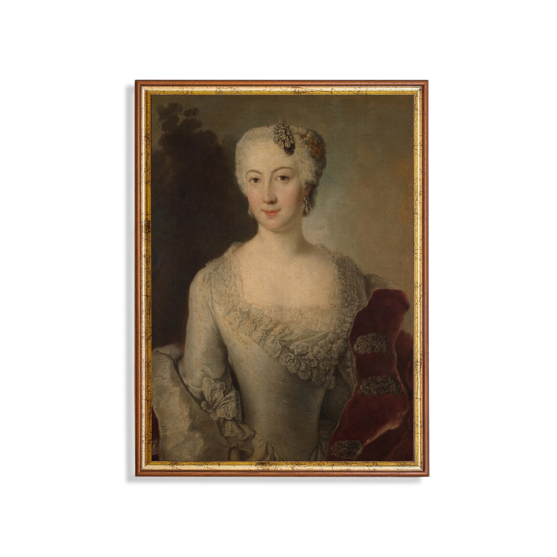 18th Century Lady Rococo Style Aristocrat Antique Portrait Painting Poster