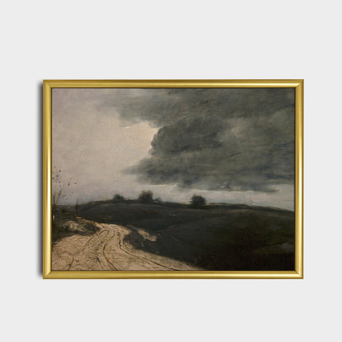 Dark Stormy Country Road Moody Tonalist Landscape Painting Poster - Image 2