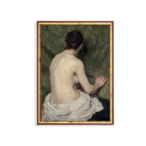 Seated Nude Woman from Behind with Draped Cloth Classic Art Poster