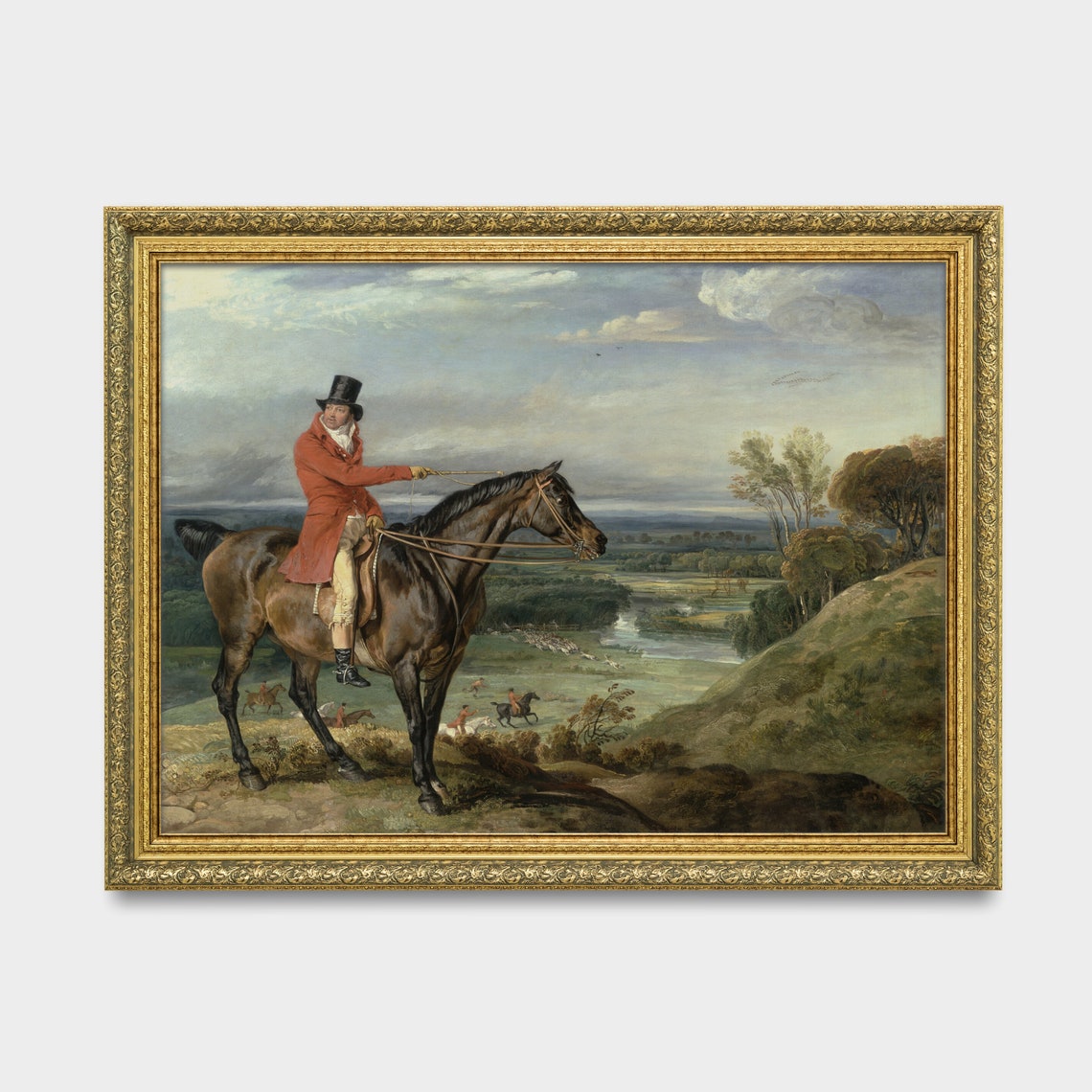 Vintage Fox Hunter Portrait Red Coat Horseback Equestrian Wall Art - Image 3