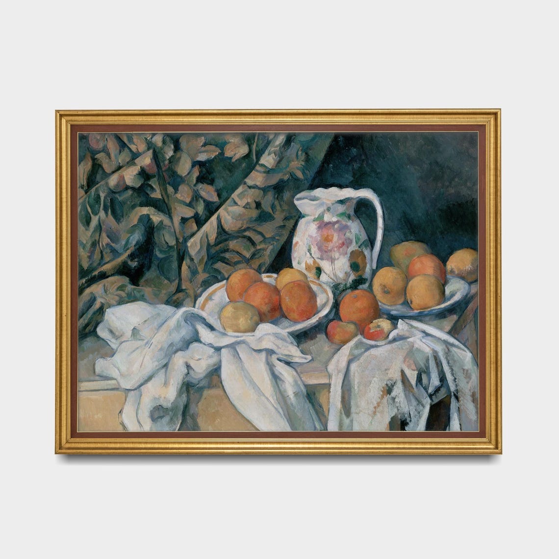 Still Life with Apples and a Floral Pitcher Vintage Art Poster - Image 5
