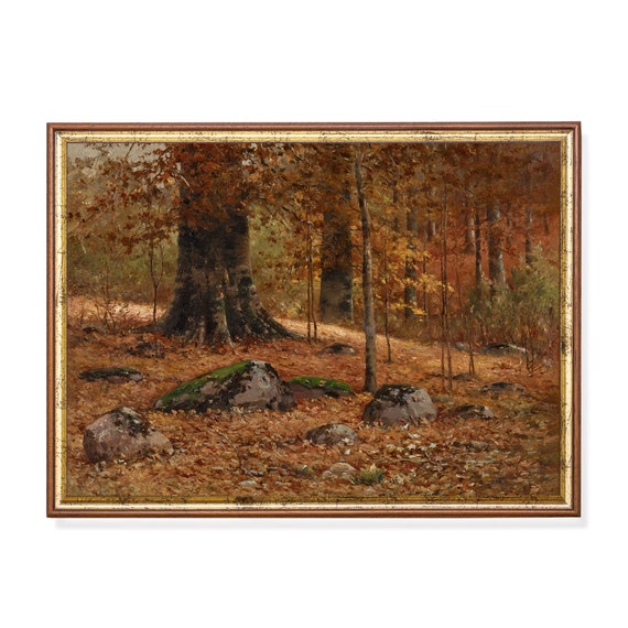Printed And Shipped Vintage Fall Landscape Antique Autumn Painting Moody Rustic Print Farmhouse Decor Fine Art Physical Prints