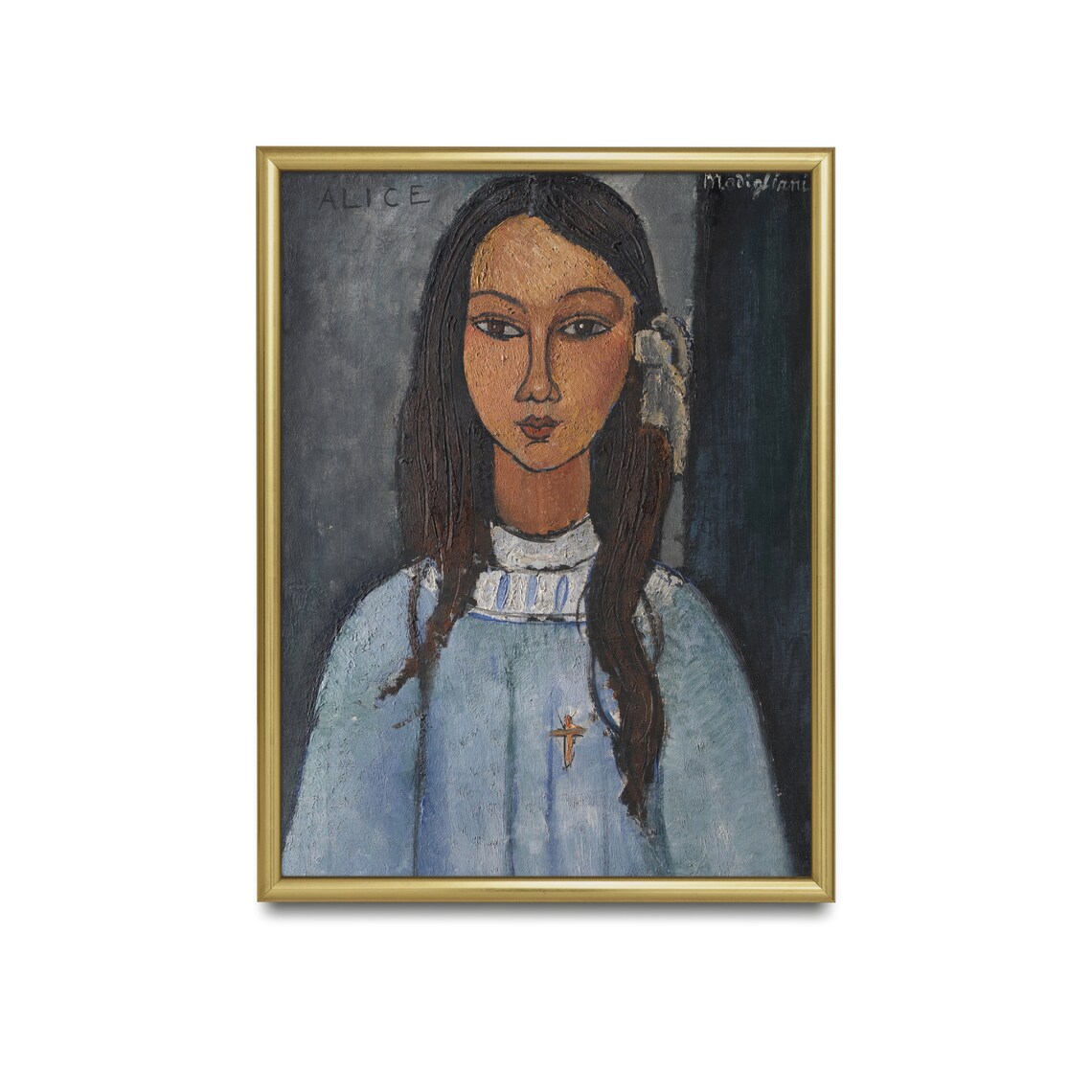 Modigliani Alice Portrait Of Girl In Blue Dress Vintage Art Poster - Image 2
