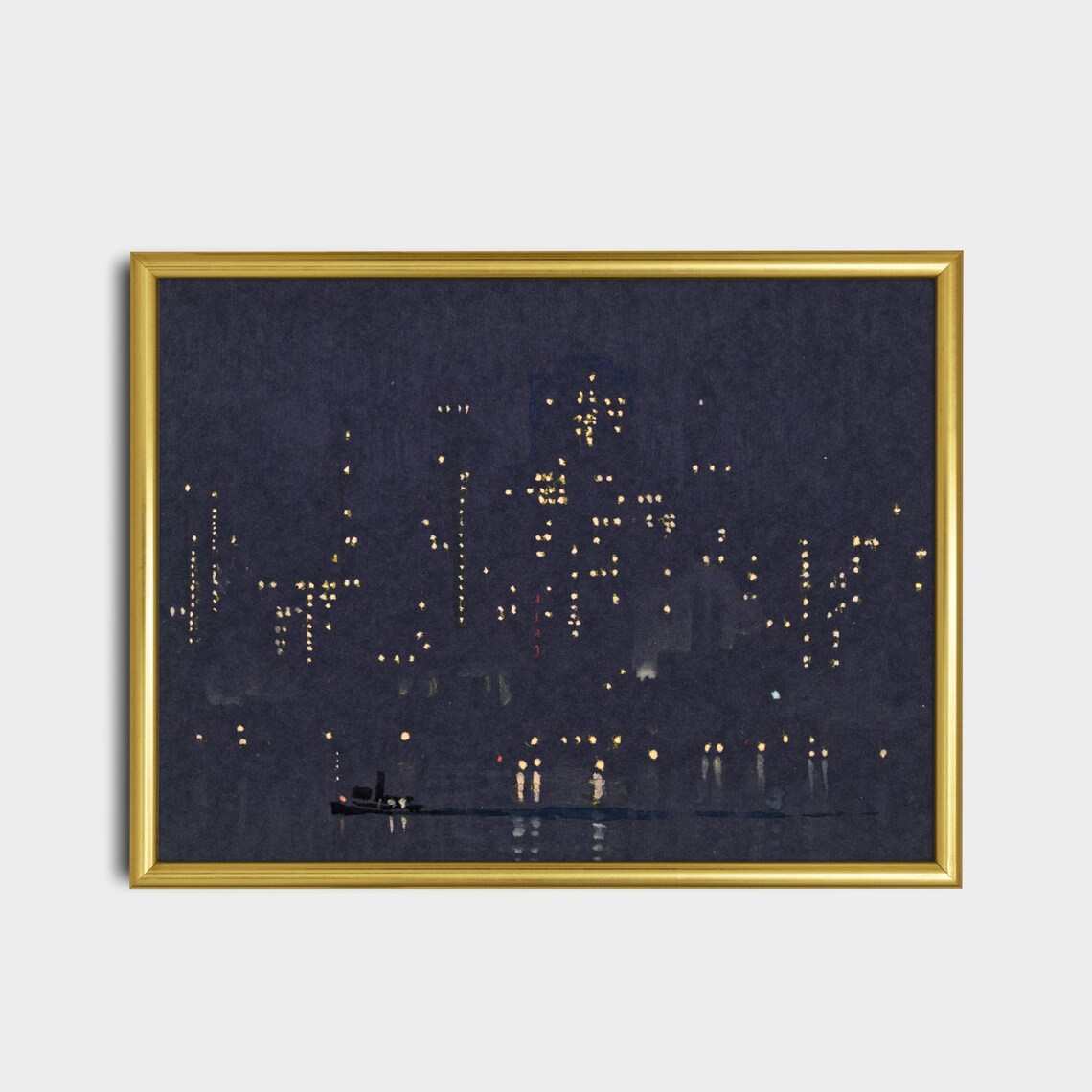 Manhattan Vintage Cityscape Night Lights Art Print - Image 2