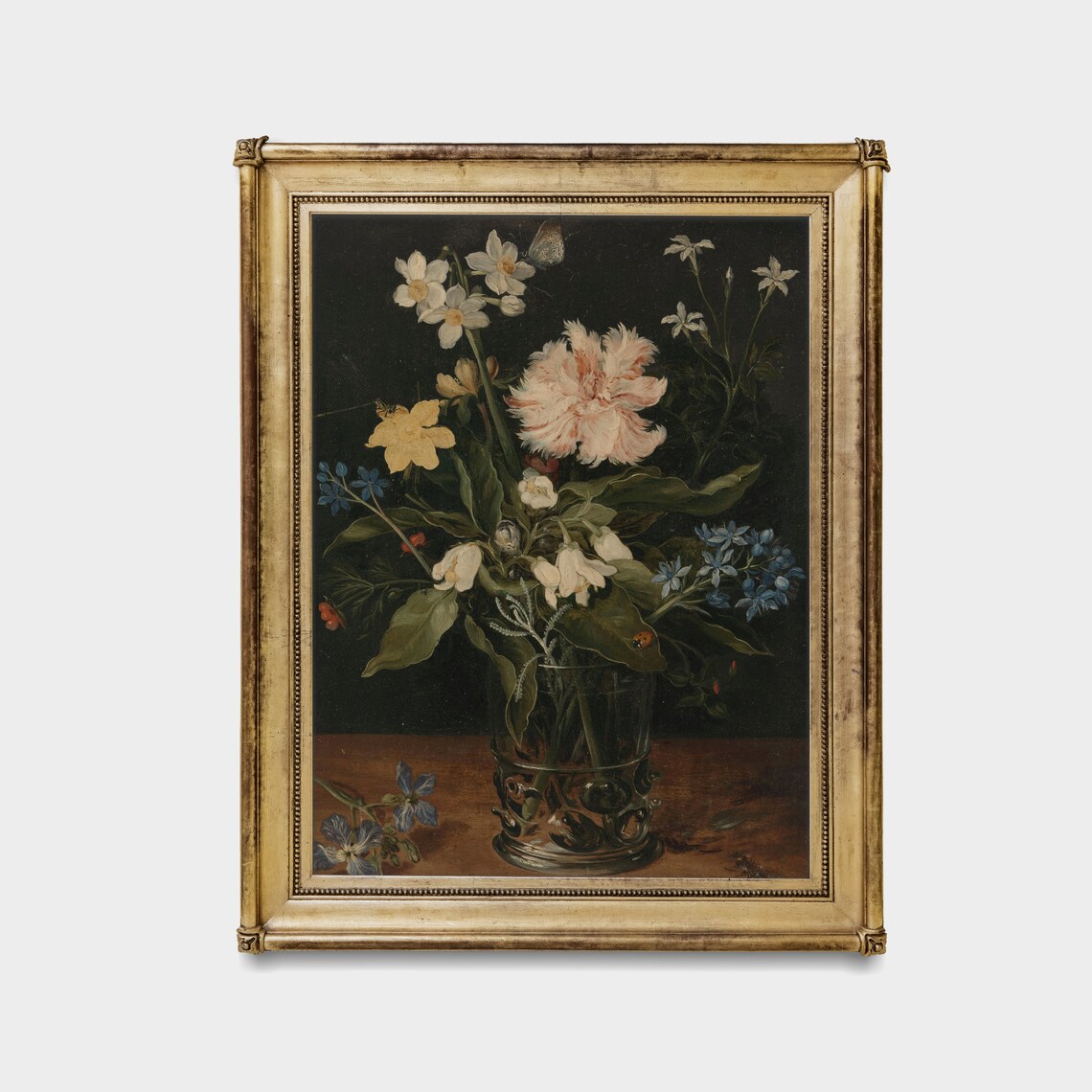 Dutch Floral Still Life Glass Vase Tulip Daffodil Vintage Poster - Image 3