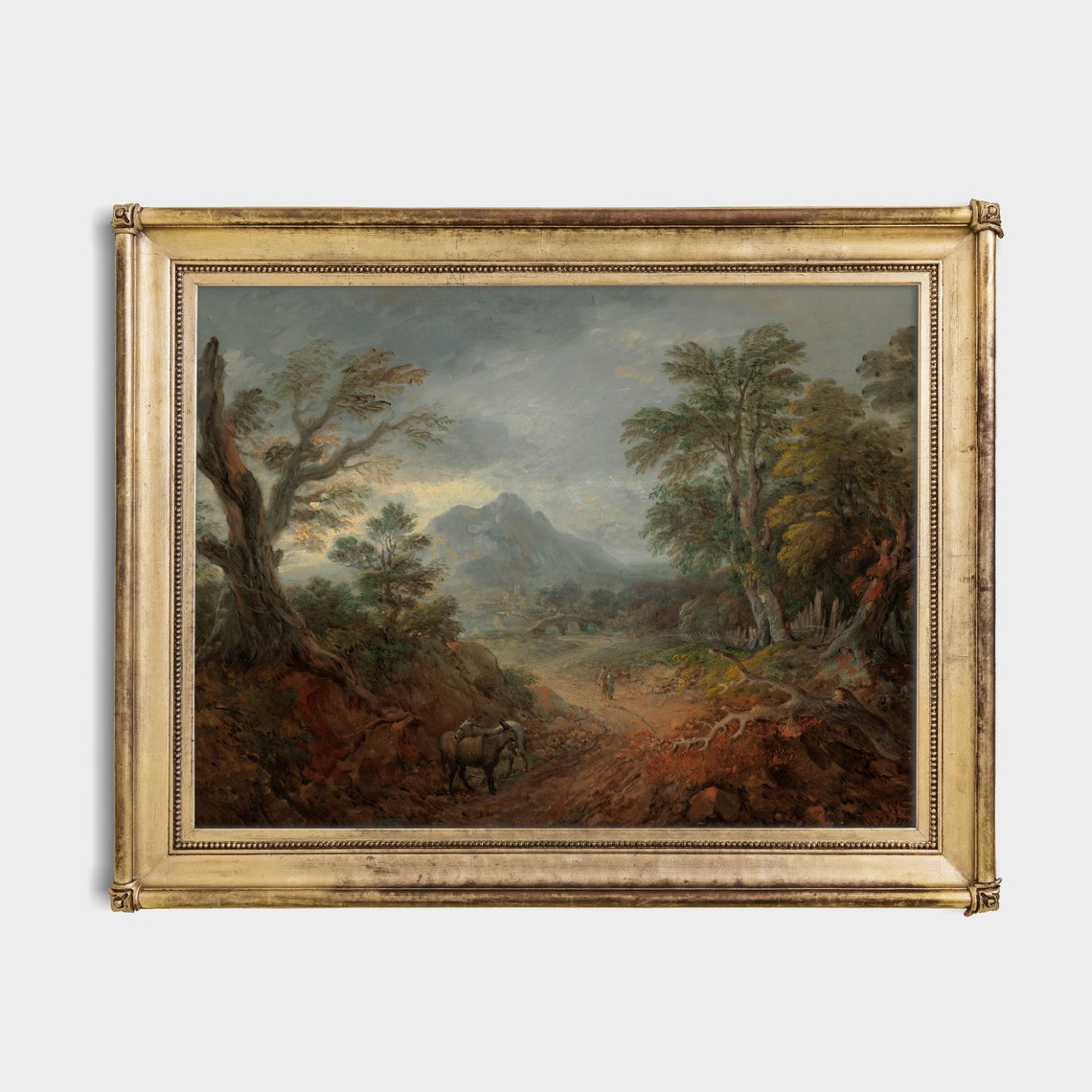 Misty Mountain Valley With Travelers Antique Romantic Landscape Poster - Image 4