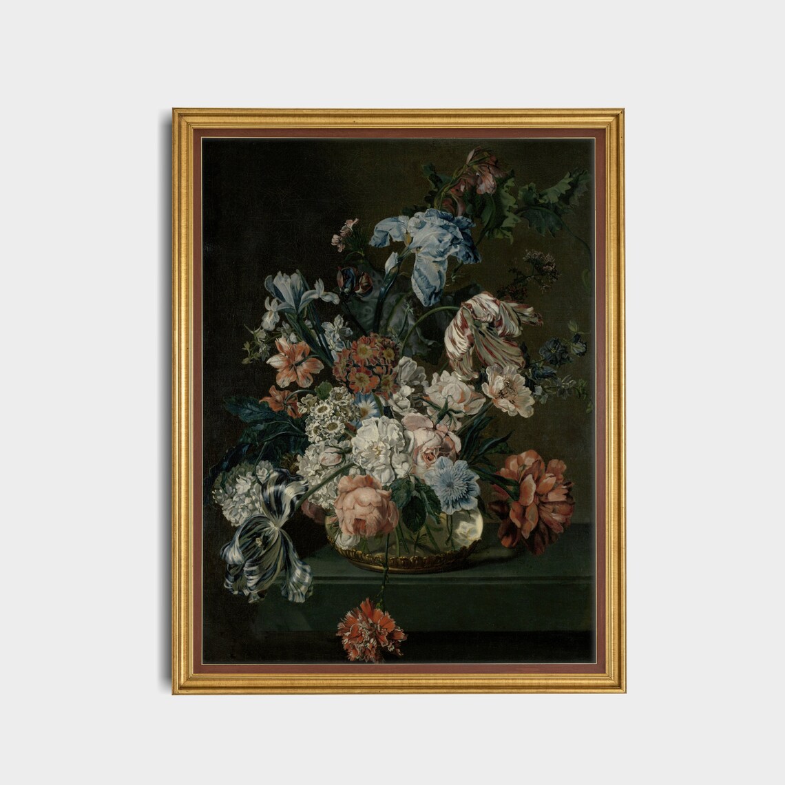 Still Life With Flowers Vintage Moody Floral Art Print - Image 3