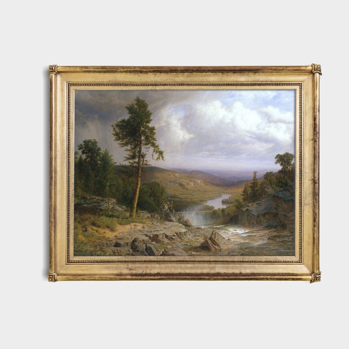Towering Pine Tree Above Rocky Falls Vintage Wilderness Poster - Image 4