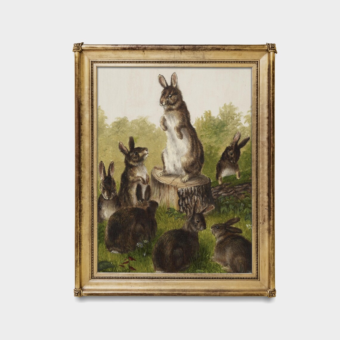 Vintage Rabbit Painting, 18th Century Farmhouse Art Print - Image 2