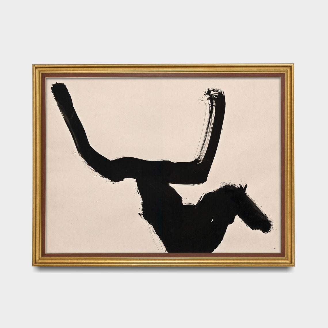 Dynamic Black Ink Brushstroke Figure Abstract Painting Poster - Image 5