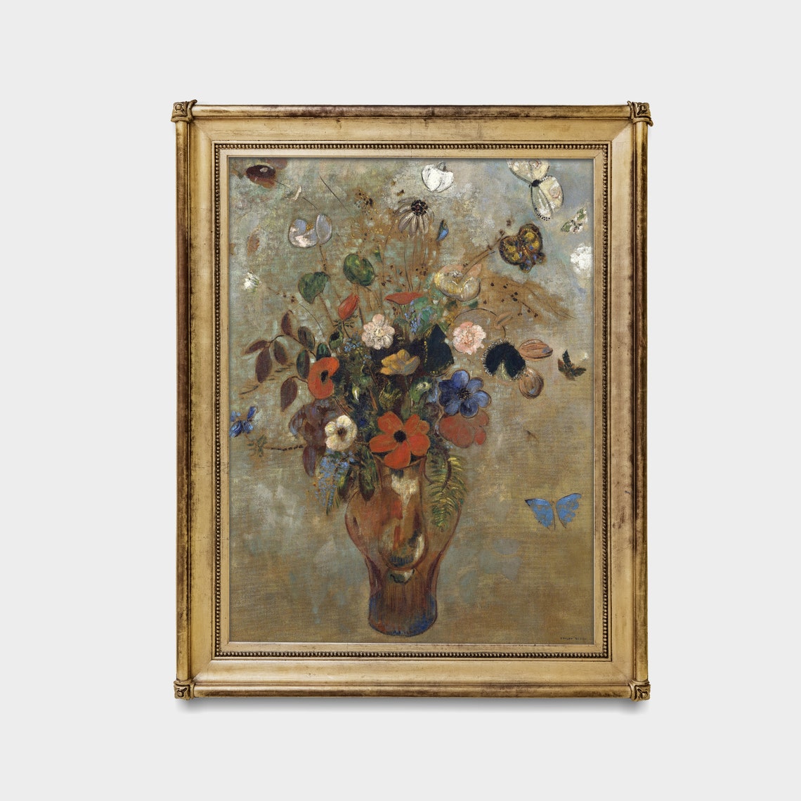 Wildflower Bouquet with Butterflies Antique Floral Still Life Poster - Image 3