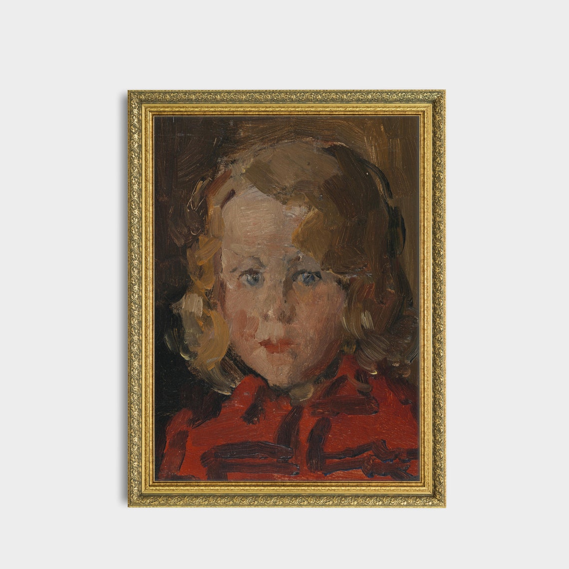 Vintage Portrait Painting Portrait Of A Young Child Antique Moody Rustic Print Wall Art Oil Painting - Image 3