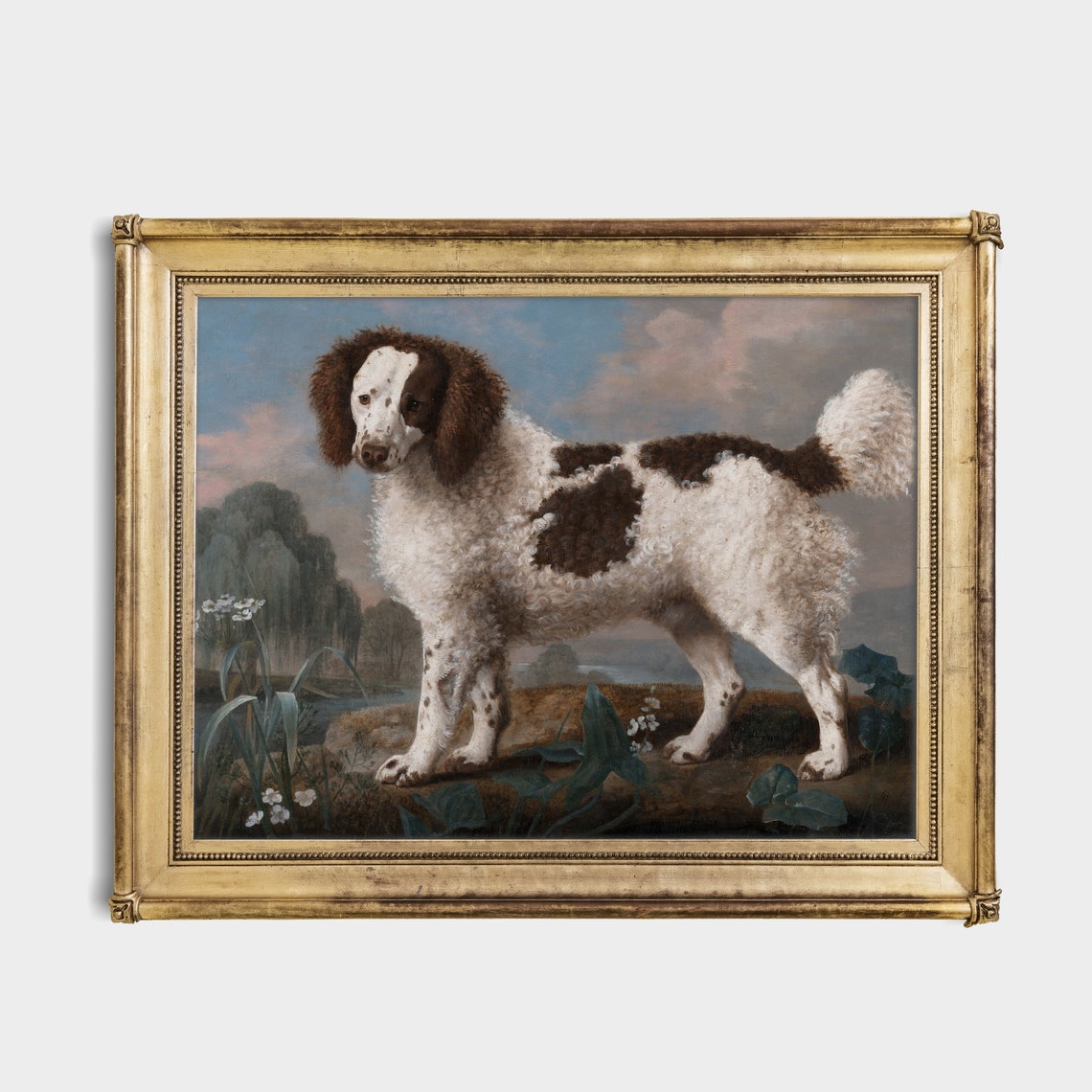 Liver and White Water Spaniel by a Pond Vintage Dog Portrait Poster - Image 4