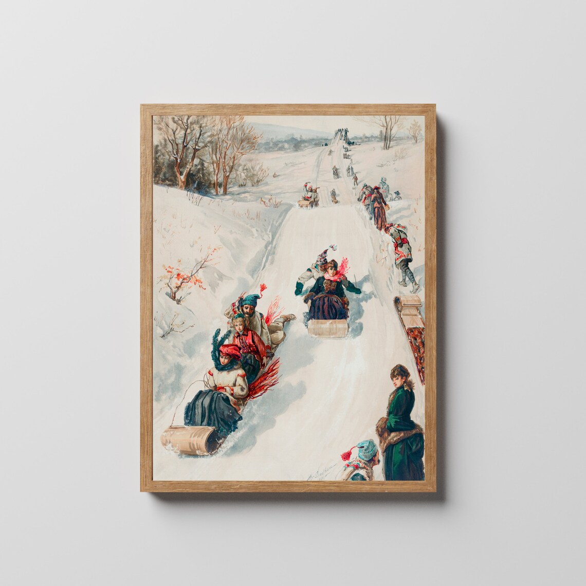 Vintage Playing In Ice, Christmas Art Print - Image 2