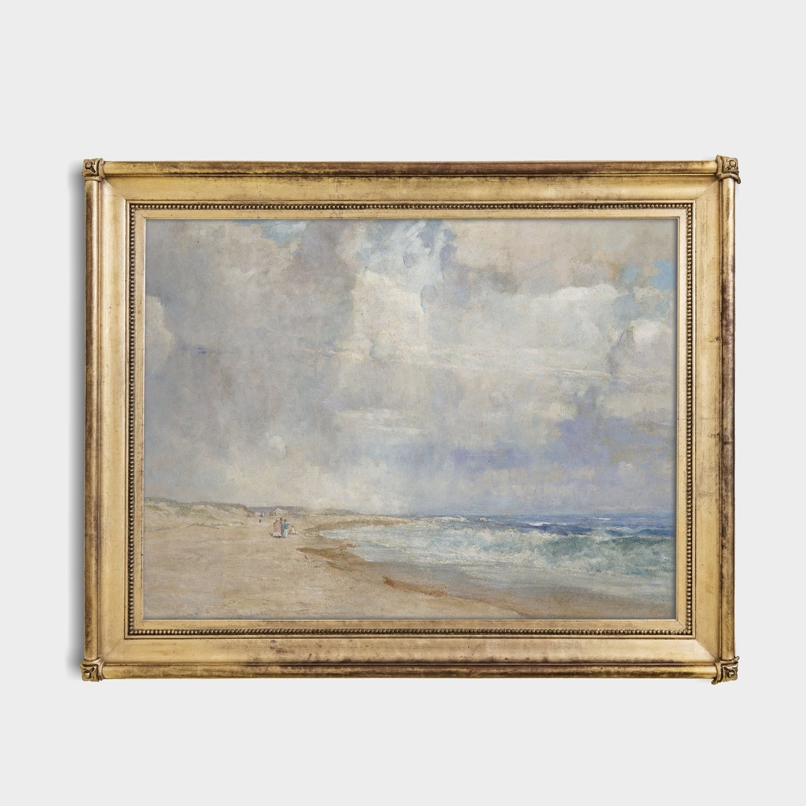 Beachgoers Strolling by the Surf Under a Vast Cloudy Sky Poster - Image 2