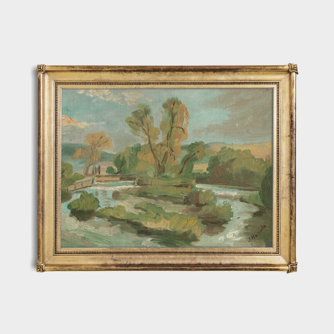 Tranquil River Stream Trees Vintage Landscape Painting Poster - Image 3
