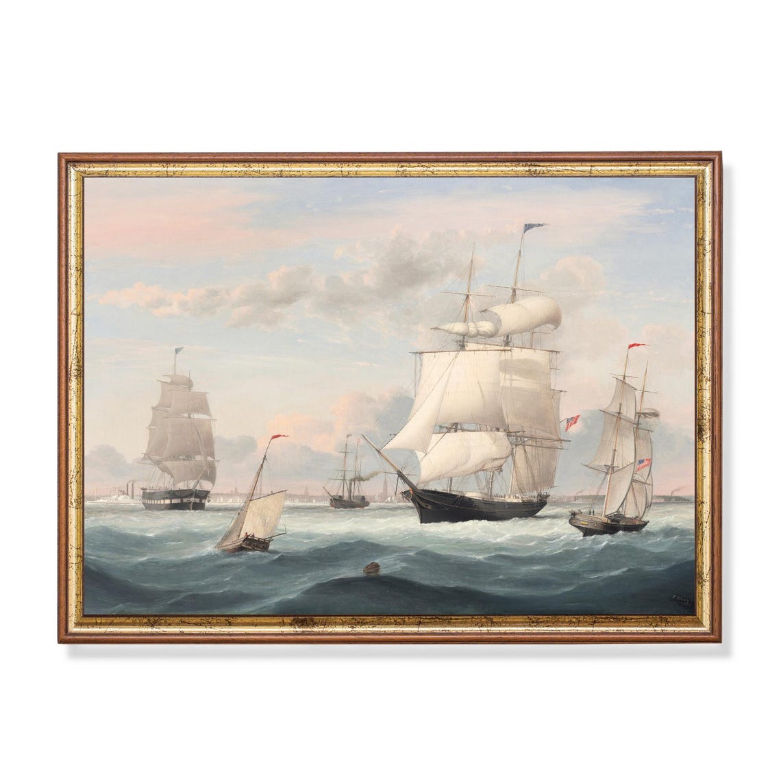 Tall Sailing Ships Classic Maritime Fleet Ocean Painting Poster