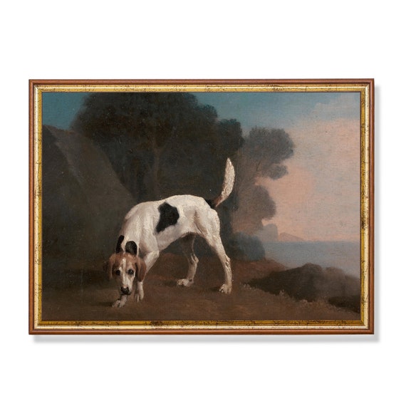 Printed And Shipped Vintage Dog Painting Antique Animal Print Farmhouse Decor Moody Rustic Print Hound Fine Art Physical Prints