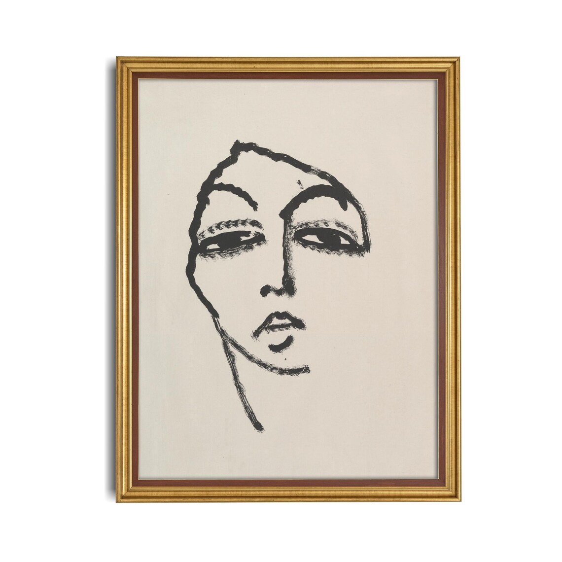 Vintage Abstract Woman Portrait, Rustic Wall Art Print - Image 4