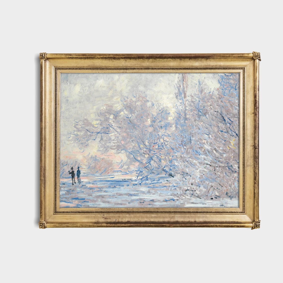 Snowy Frost-Covered Trees with Two Walkers Vintage Winter Poster - Image 4