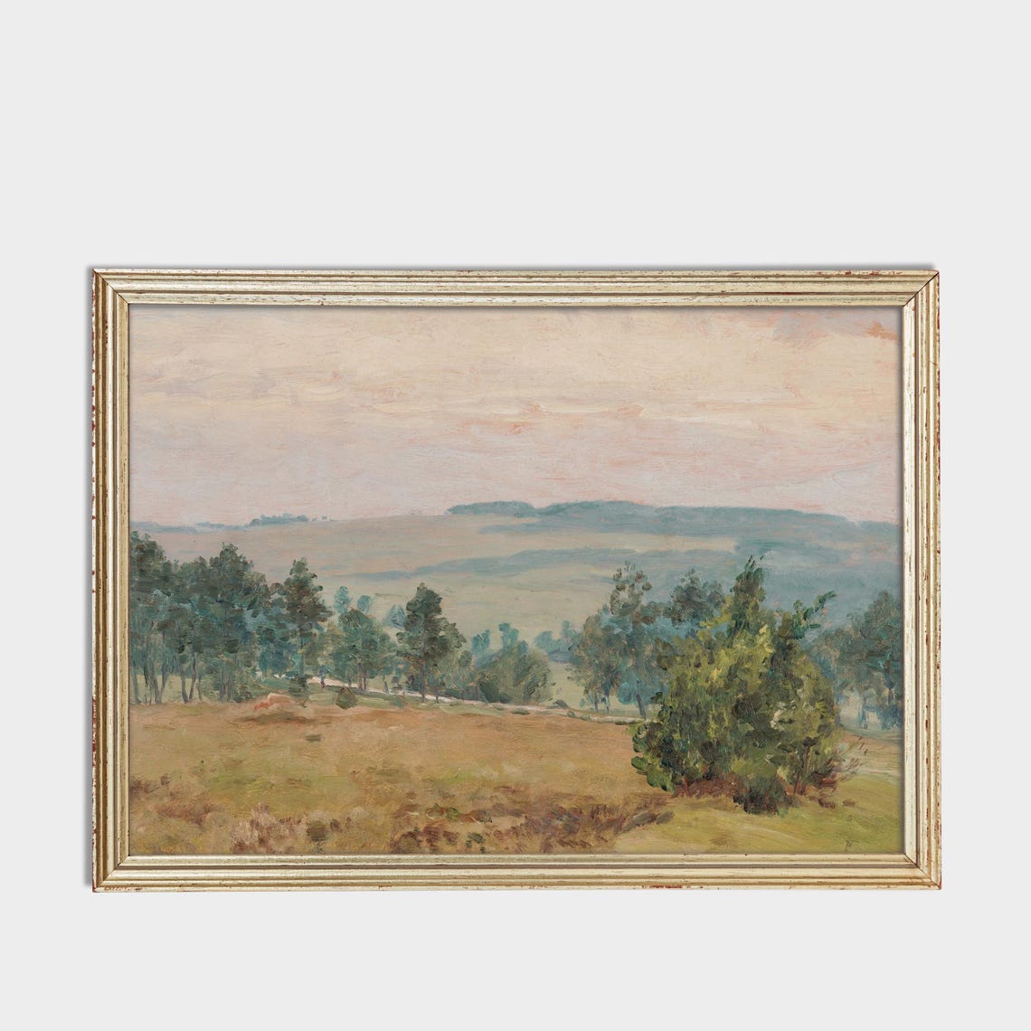 Rolling Countryside Hills in Morning Haze Vintage Pastoral View Poster - Image 3