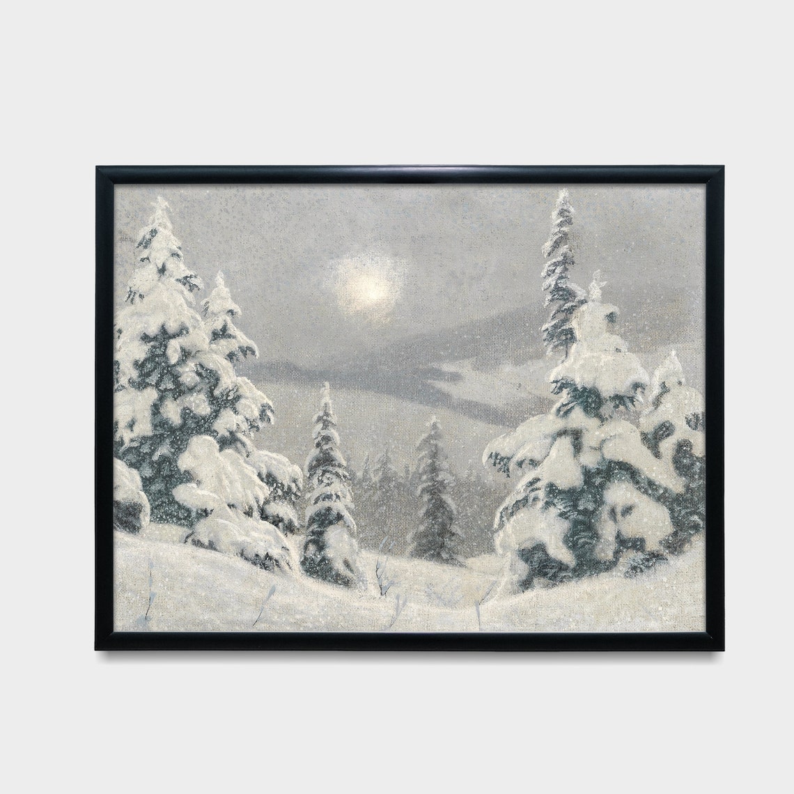 Snow-Laden Firs Under a Glowing Winter Sky at Dusk Magical Poster - Image 3