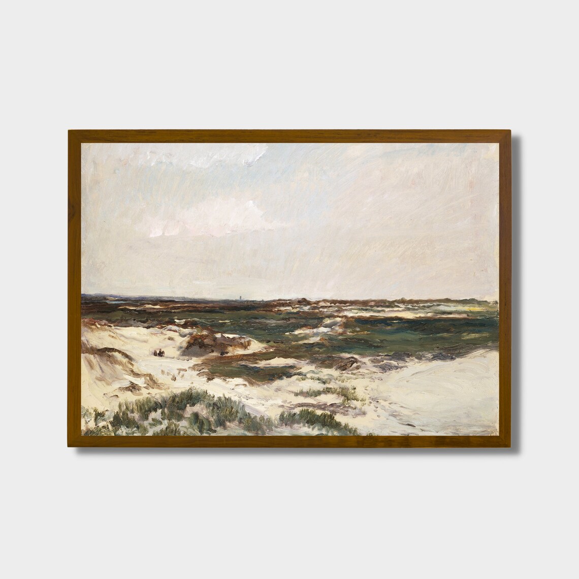 Windy Coastal Dunes and Surf Sandy Vintage Seascape Painting Poster - Image 3