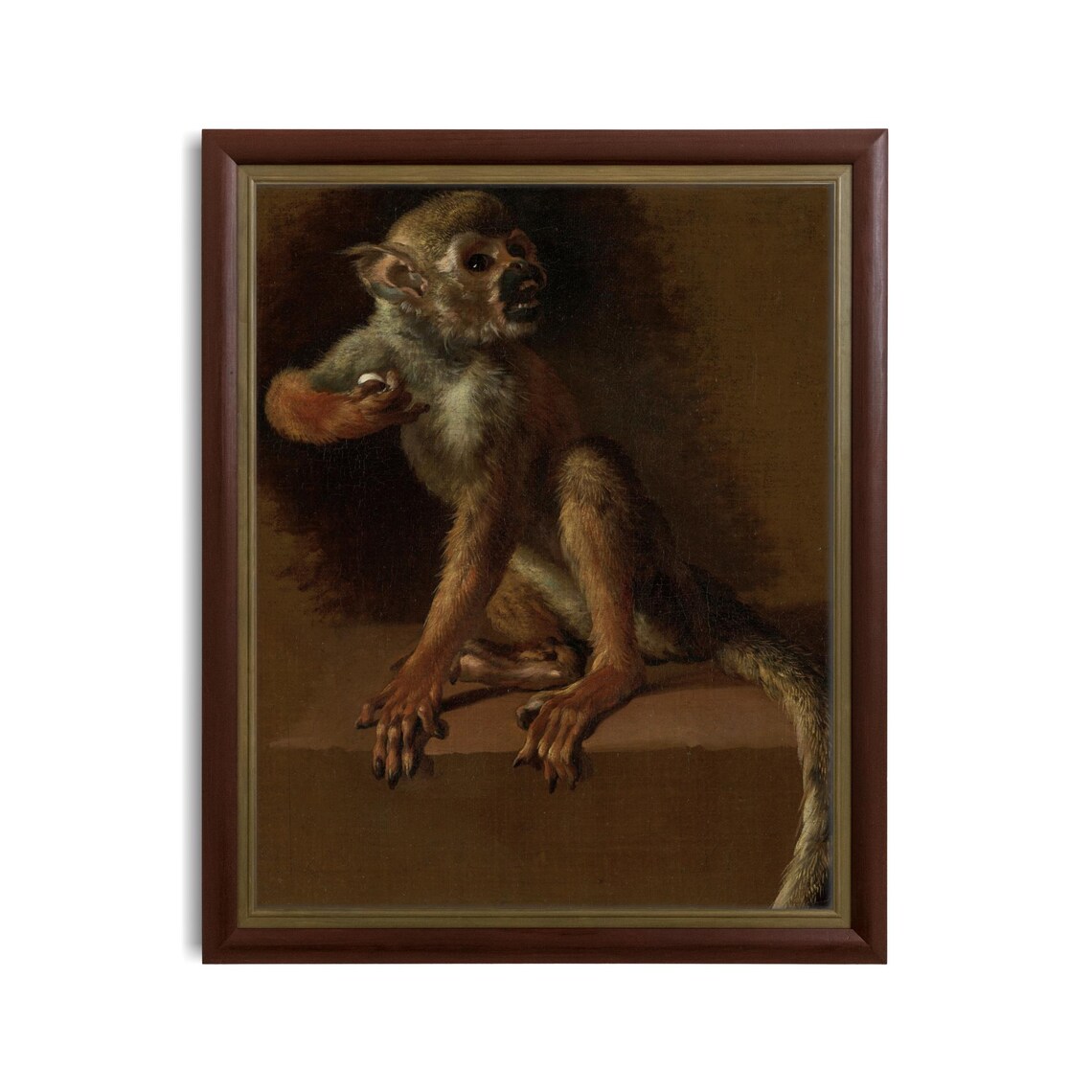 Seated Monkey Portrait Dark Moody Vintage Animal Portrait Poster - Image 3