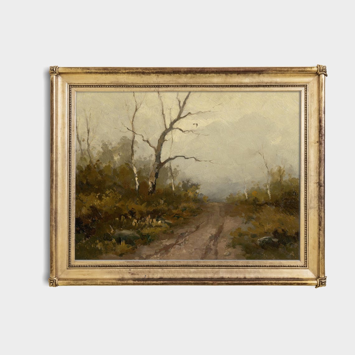 Golden Autumn Dirt Road Disappearing Through Bare Trees Moody Poster - Image 4