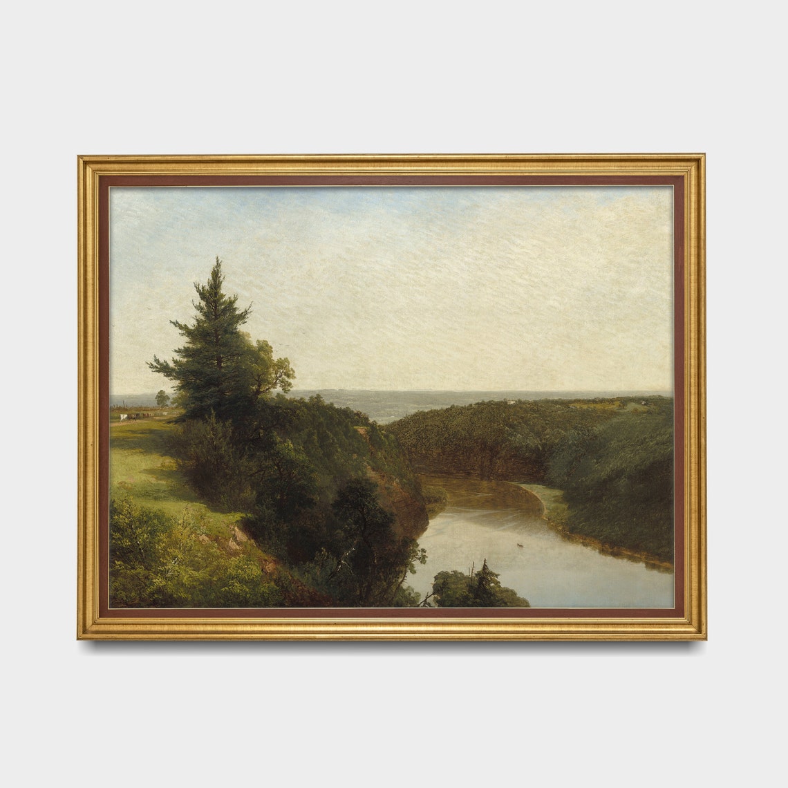 River Gorge and Wooded Valley Vintage Landscape Painting Poster - Image 3