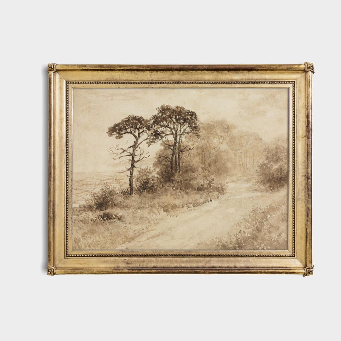 Doughty 1895 Trees By A Country Path Watercolor Painting Poster - Image 4