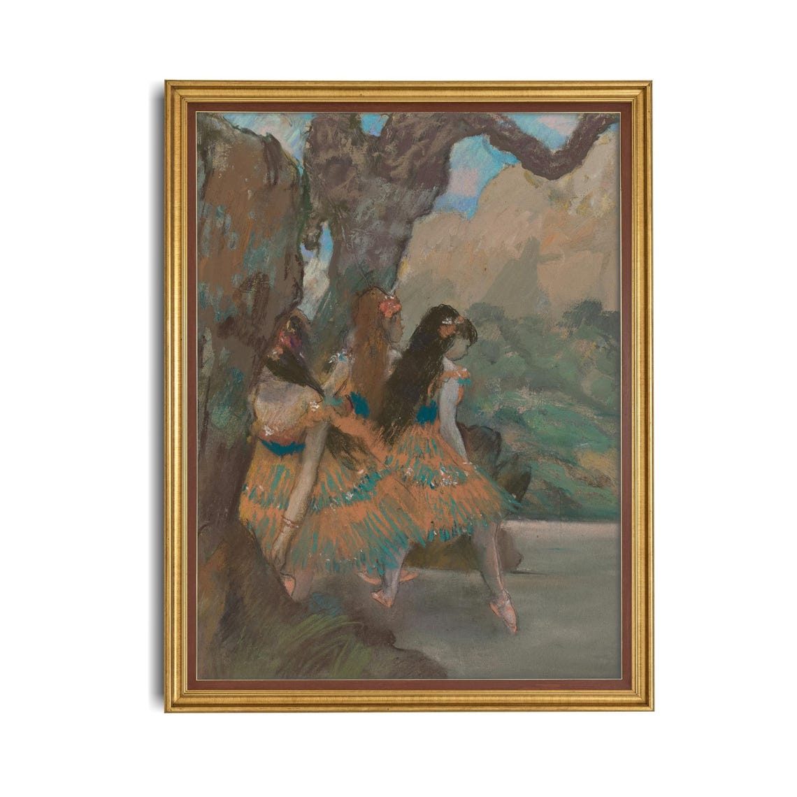 Edgar Degas Ballerinas in Green Tutus Backstage Pastel Poster - Image 4
