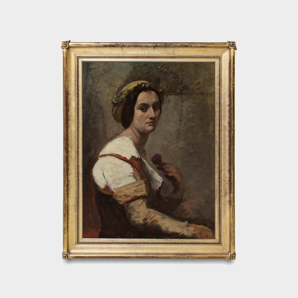 Portrait of an Italian Peasant Woman with a Flower Art Poster - Image 5