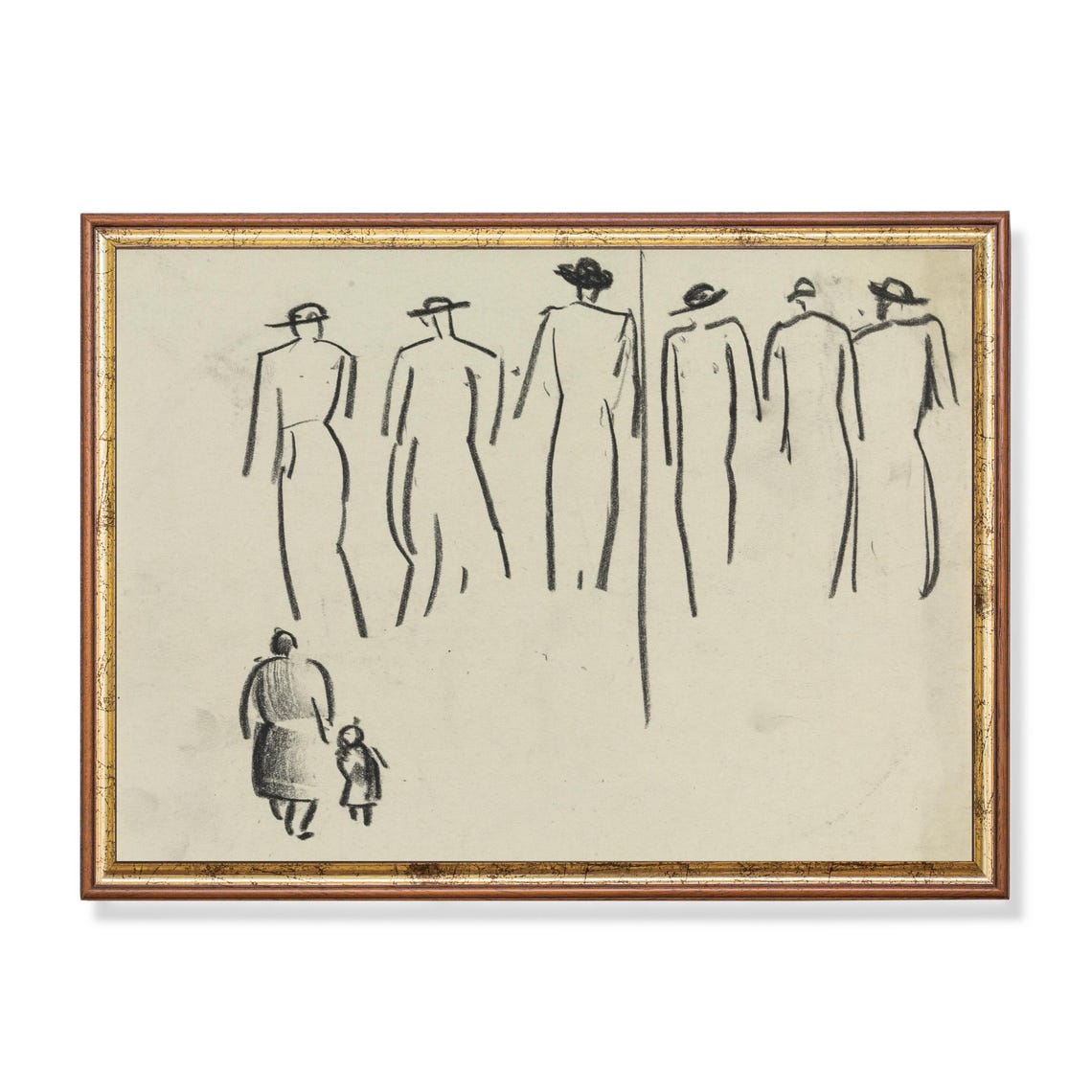 Minimalist Charcoal Figure Study Abstract Drawing Wall Poster