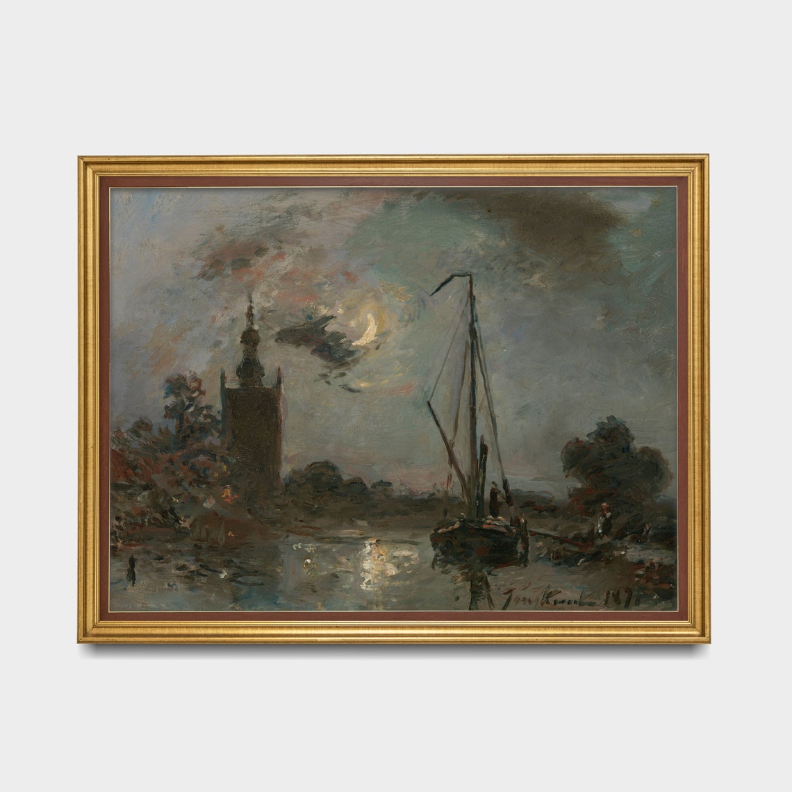 Printed And Shipped Vintage Sailing Ship Painting Antique Nautical Decor Moonlight Boat Print Moody Rustic Art Physical Prints - Image 3