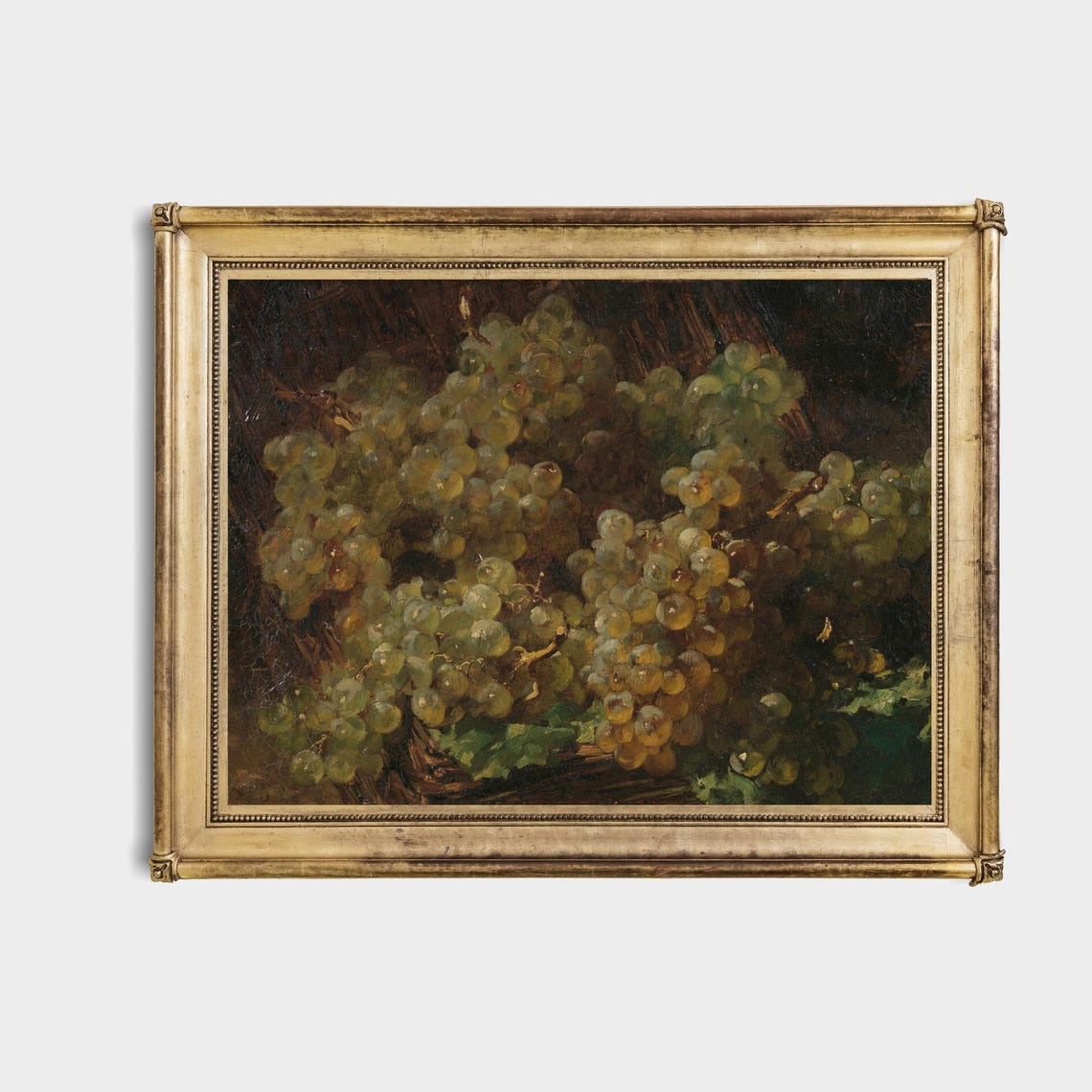 Basket of White Grapes Moody Vintage Still Life Fruit Art Poster - Image 4