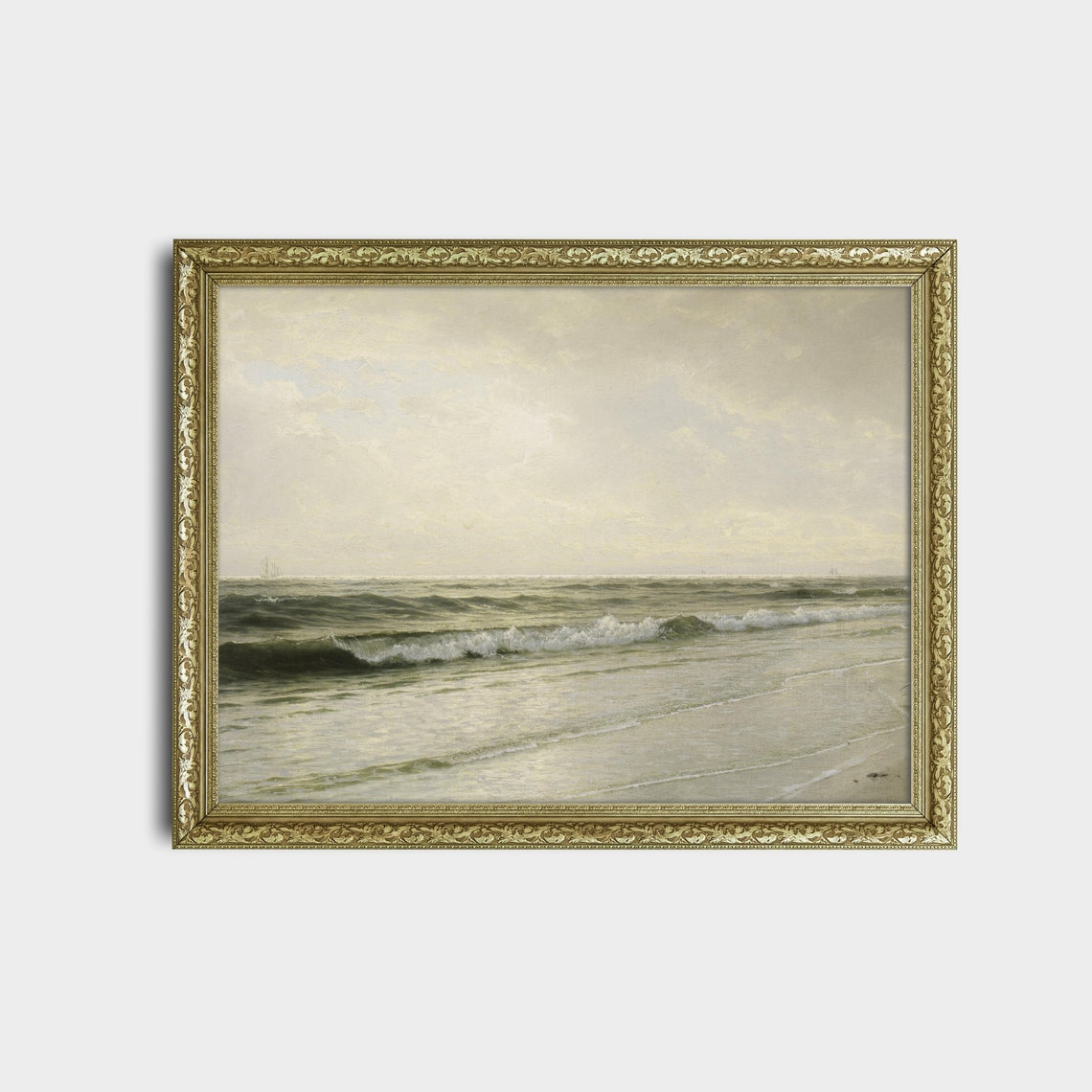 Gentle Waves Breaking on a Sandy Shore Vintage Seascape Poster - Image 2