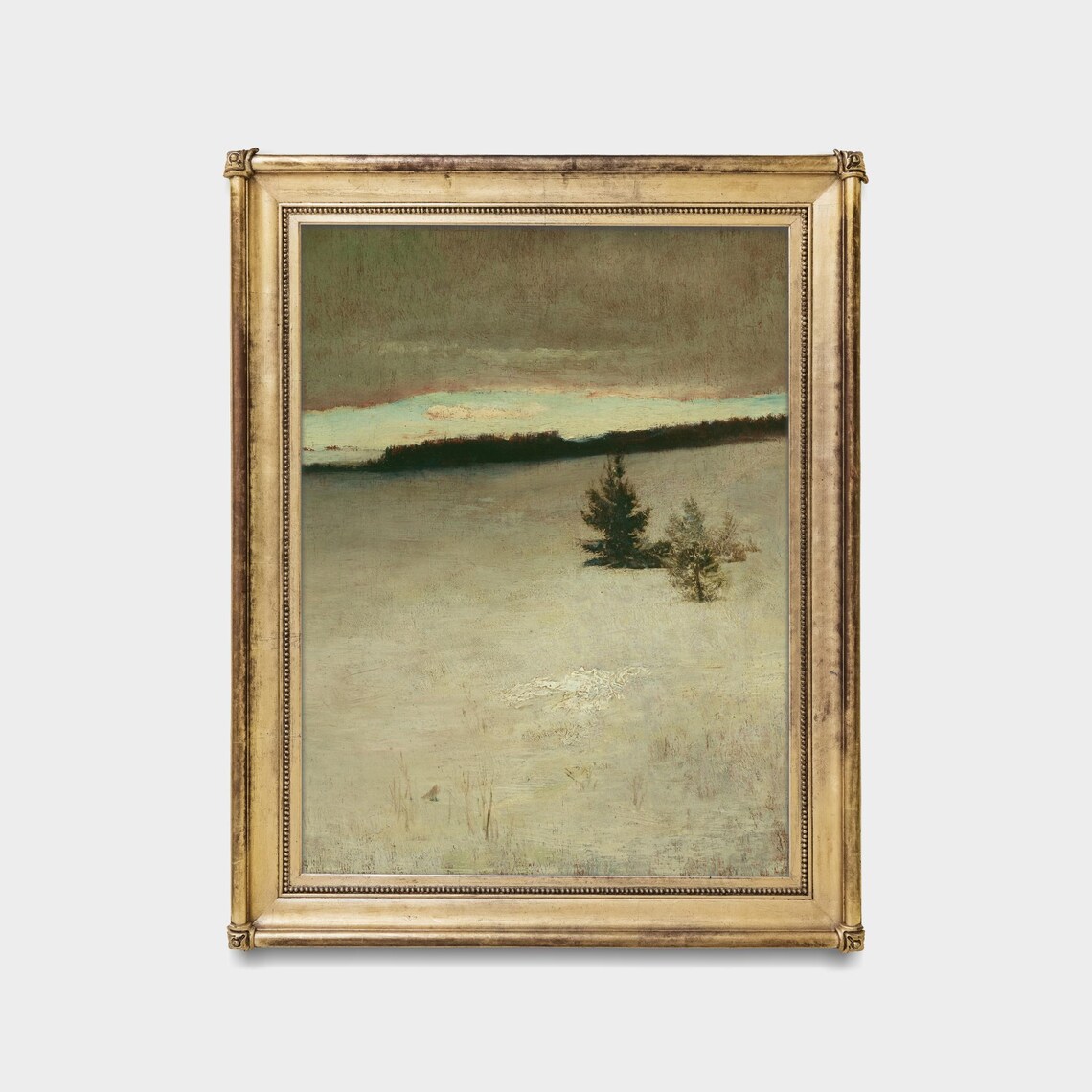 Quiet Snowy Morning Field Pines Minimalist Winter Art Poster - Image 5