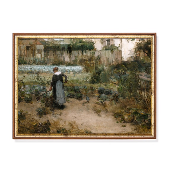 Mailed Print Vintage Landscape Painting Antique Country Landscape Farmhouse Decor Moody Rustic Fine Art Printed And Shipped